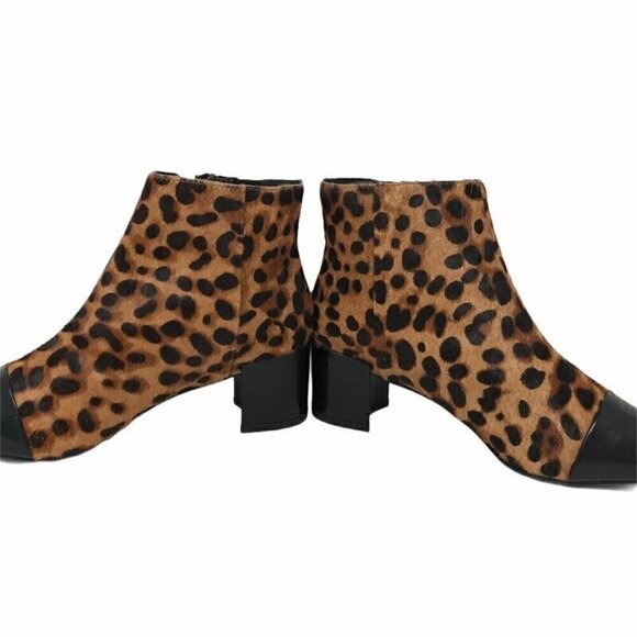 Nine West Womens Wasabi 5 Ankle Booties Brown Leopard Print Block Heel 6.5 M New - Picture 2 of 9